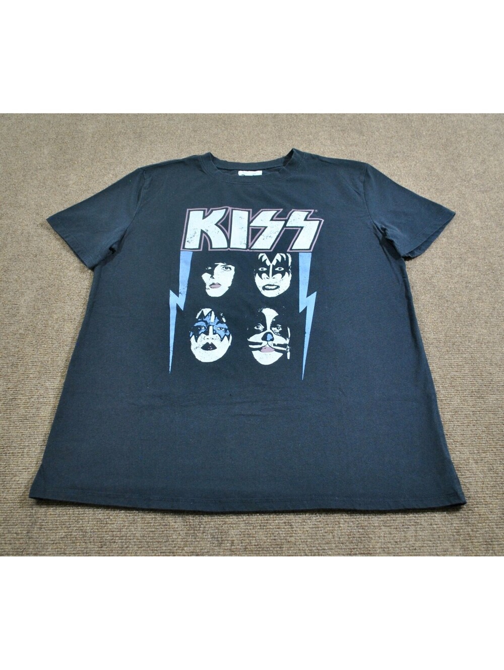 Kiss Rock & Roll Band Tour Album Black Gene Simmons Shirt Casual Shirt Small